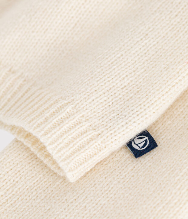 Cardigan &agrave; collerette en tricot contenant de la laine &eacute;cru