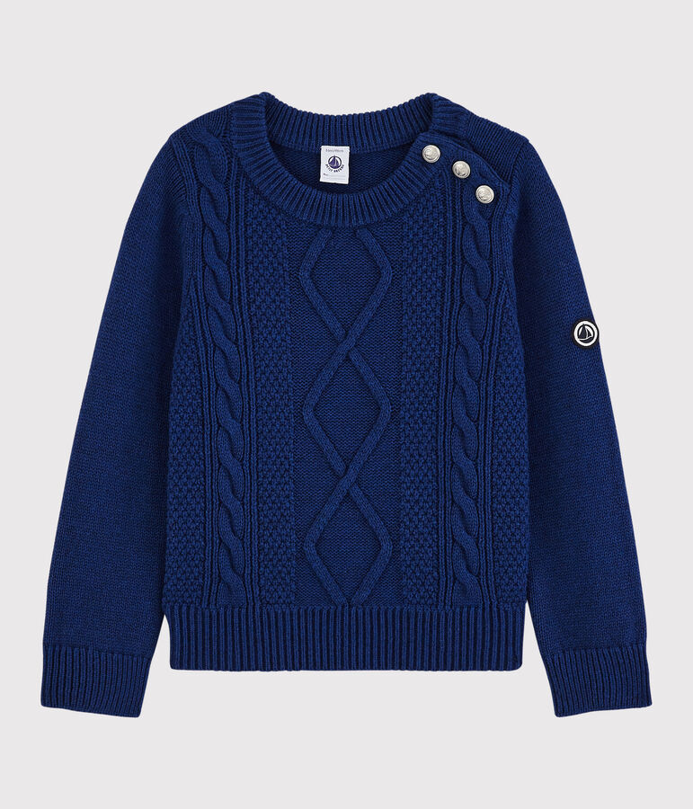 Pull laine et coton enfant gar&ccedil;on bleu MAJOR