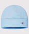 Bonnet naissance bébé en velours de coton biologique bleu TOUDOU