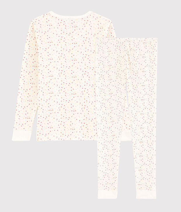 Pyjama snugfit pois multico petite fille en coton biologique blanc/multicouleur