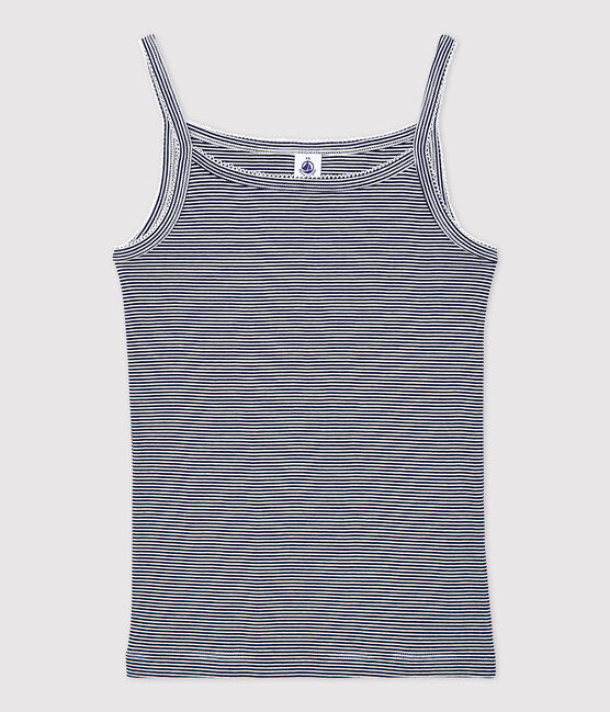 Chemise à bretelles L'ICONIQUE en coton BIO Femme bleu SMOKING/blanc MARSHMALLOW