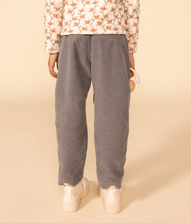 Pantalon droit en velours fin enfant fille vert