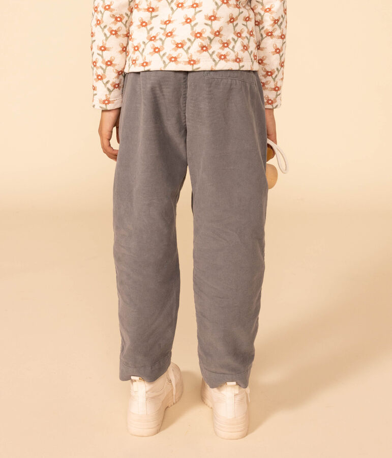 Pantalon droit en velours fin enfant fille vert THUYA