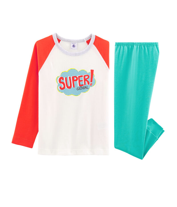 Pyjama petit gar&ccedil;on en c&ocirc;te vert/multicouleur