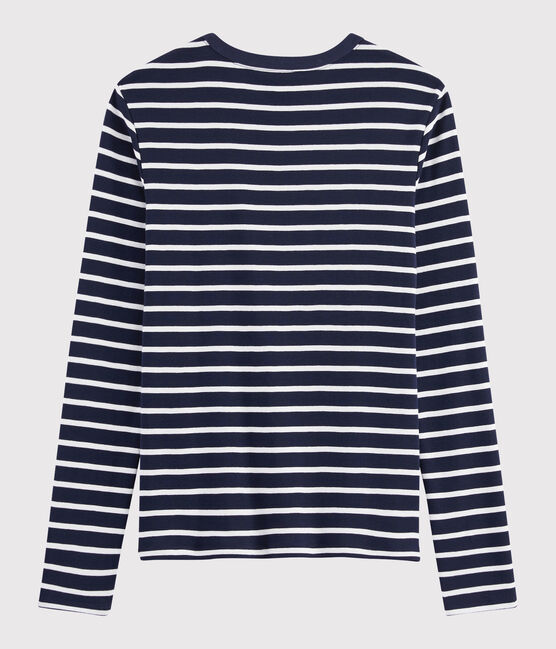 T-shirt iconique col rond Femme bleu SMOKING/blanc MARSHMALLOW
