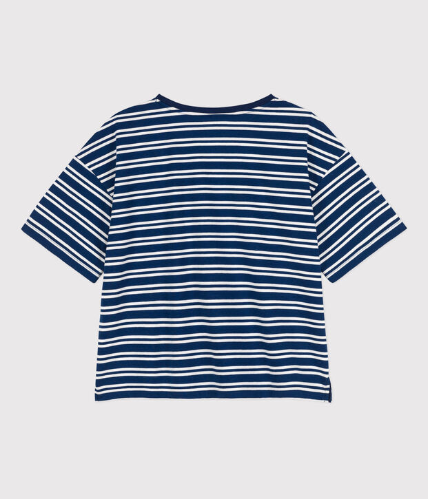 T-shirt LE BOXY en coton Femme bleu/blanc