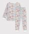 Pyjama enfant en coton &agrave; fleurs blanc/multicouleur