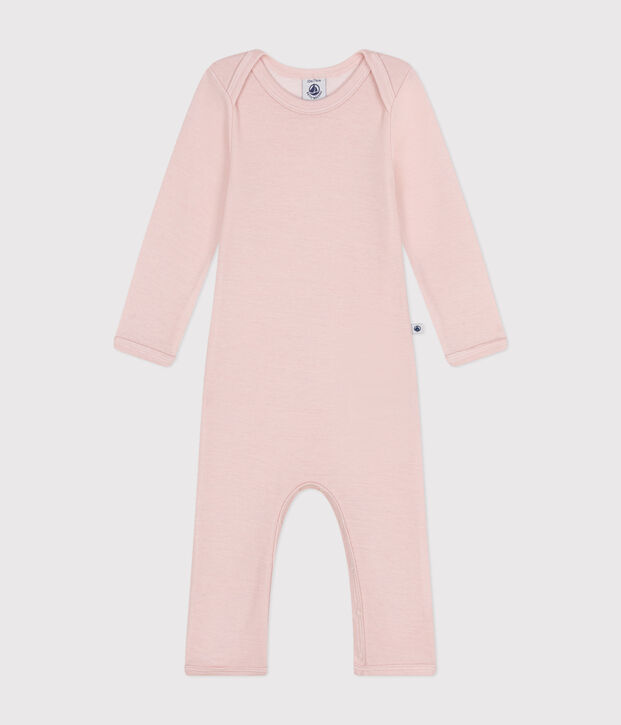 Body jambes longues b&eacute;b&eacute; en laine et coton rose