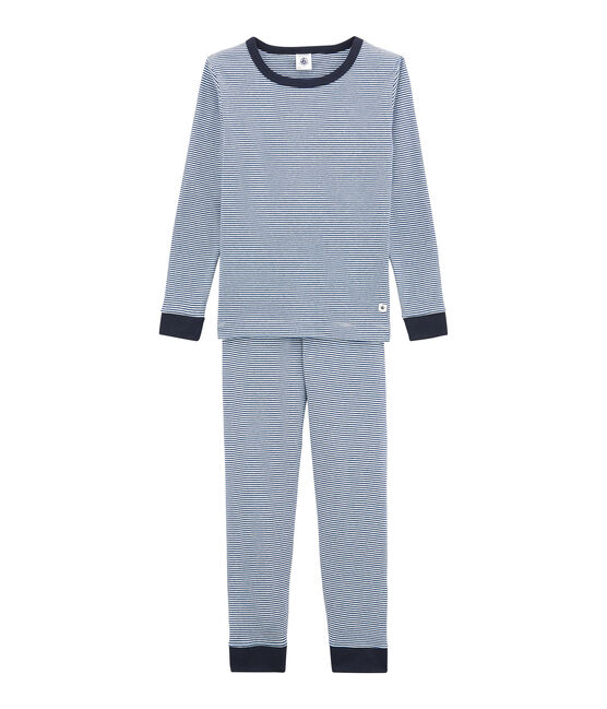 Pyjama petit garçon coupe ajustée bleu LIMOGES/blanc MARSHMALLOW