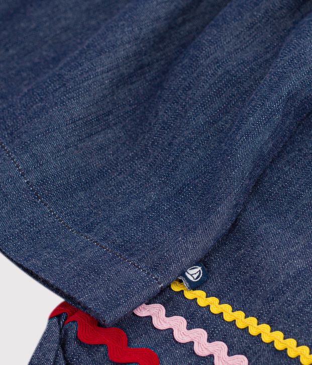 Blouse enfant en denim manches longues unie bleu