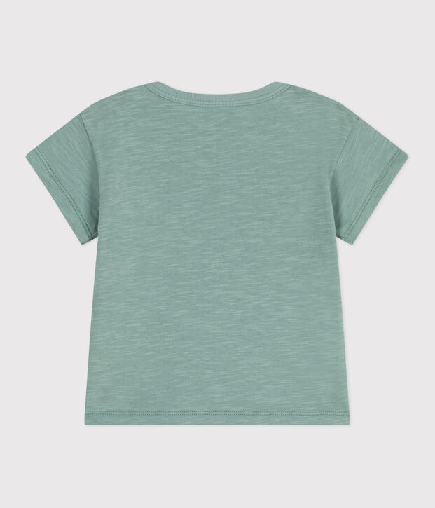 T-shirt b&eacute;b&eacute; en coton &agrave; manches courtes uni vert