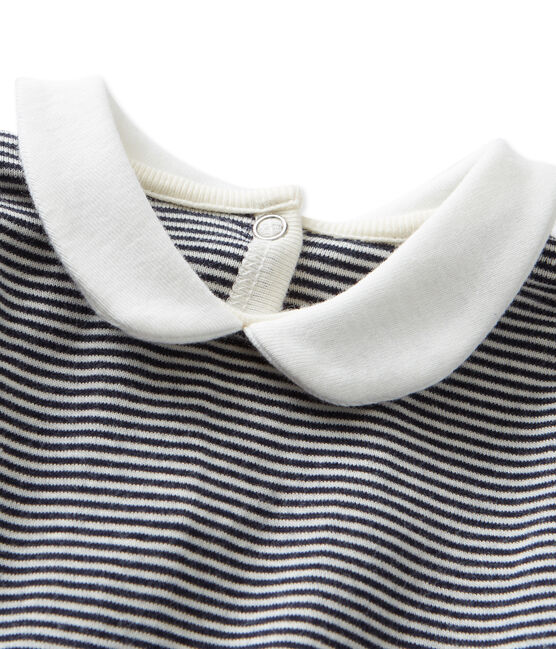 Body bébé fille en milleraies bleu SMOKING/beige COQUILLE