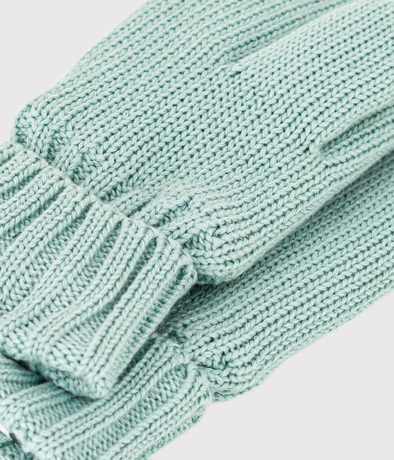 Moufles en tricot doublé en polaire enfant garçon-fille vert PAUL