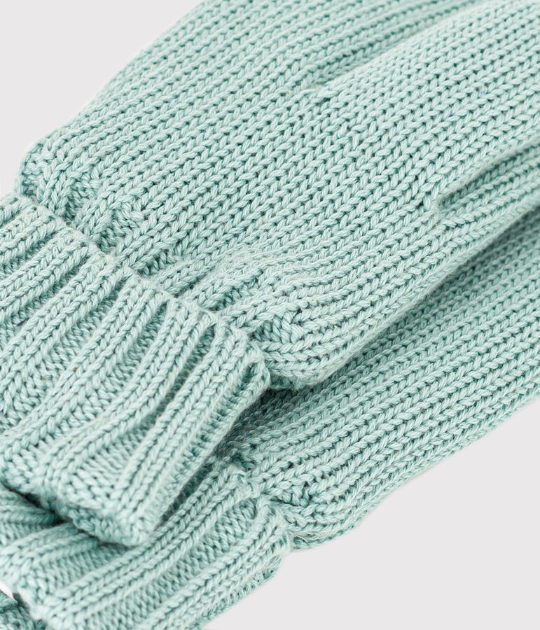 Moufles en tricot doubl&eacute; en polaire enfant gar&ccedil;on-fille vert