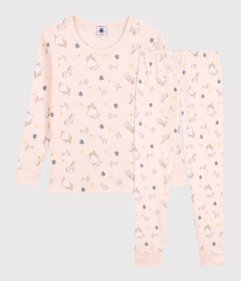 Pyjama snugfit imprim&eacute; princesses petite fille en coton rose FLEUR/blanc MULTICO