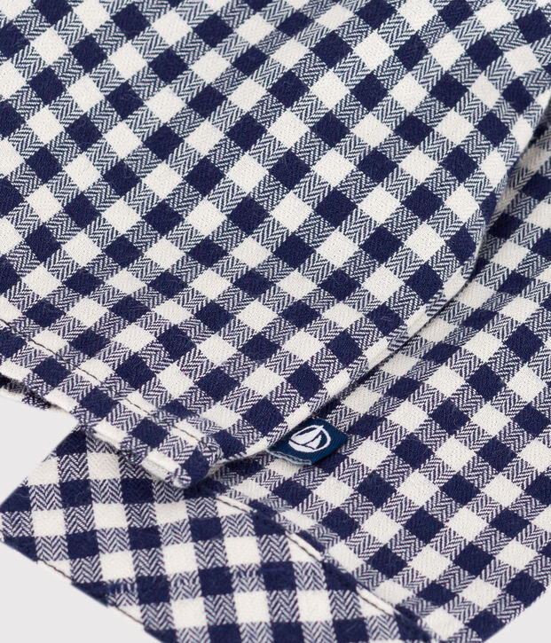 Chemise b&eacute;b&eacute; en flanelle &agrave; carreaux bleu/&eacute;cru