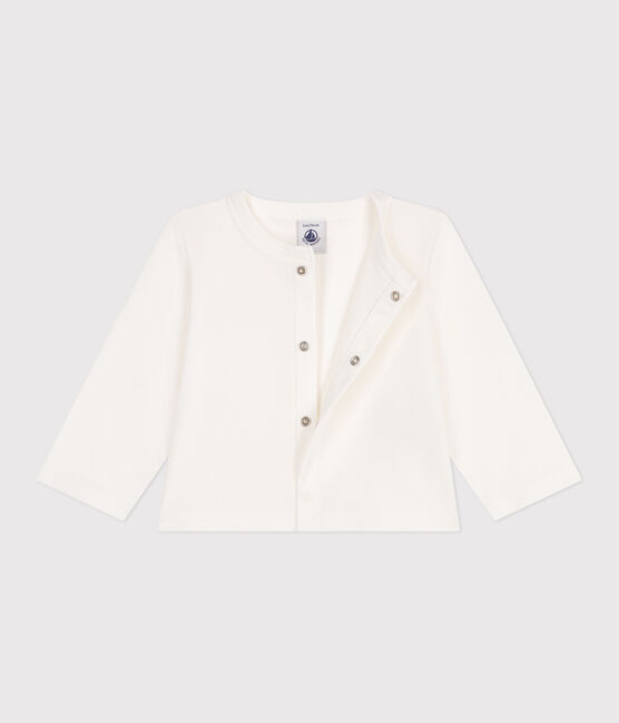 Cardigan bébé en coton uni blanc MARSHMALLOW