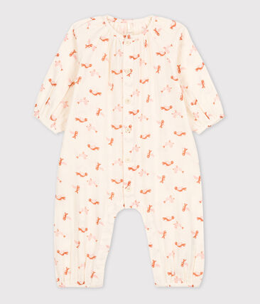 PETIT BATEAU - Combinaison longue bébé imprimée oiseaux en gaze de coton