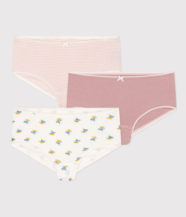 Lot de 3 shorties fleur en coton petite fille multicouleur