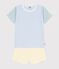 Pyjama short enfant en coton à rayures bleu JASMIN/blanc MULTICO