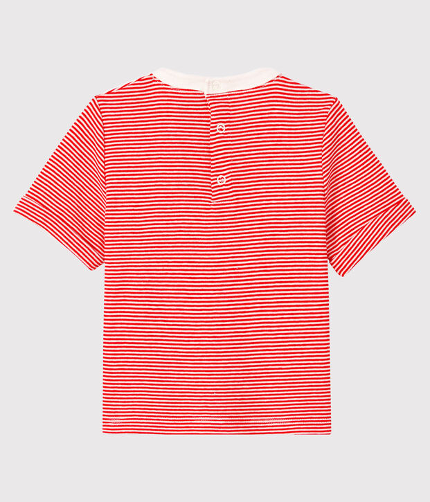 Tee shirt b&eacute;b&eacute; gar&ccedil;on milleraie rouge/blanc
