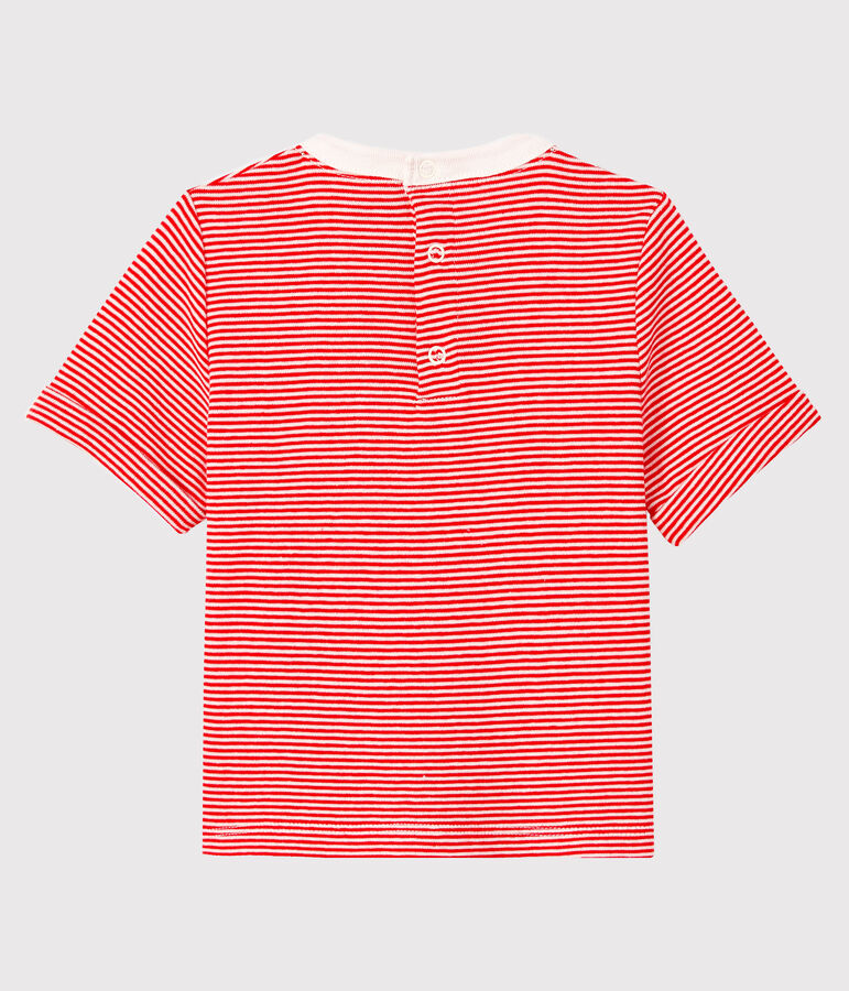 Tee shirt b&eacute;b&eacute; gar&ccedil;on milleraie rouge/blanc