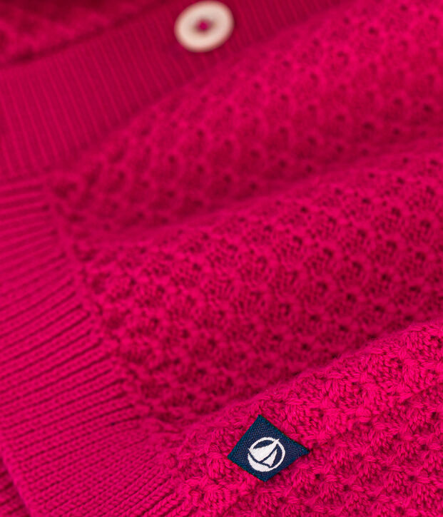 Cardigan en tricot de coton b&eacute;b&eacute; rose vif