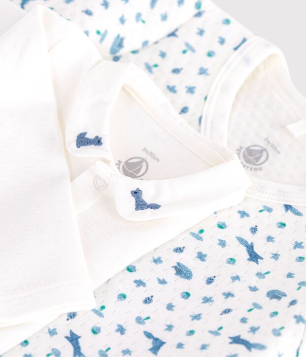 Ensemble b&eacute;b&eacute; en coton &agrave; col imprim&eacute; renard blanc/multicouleur