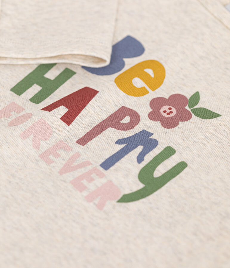 Tee-shirt manches longues en c&ocirc;te enfant fille beige MONTELIMAR CHINE