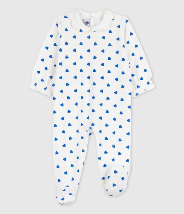 Dors-bien b&eacute;b&eacute; petits c&oelig;urs bleus en velours blanc/bleu