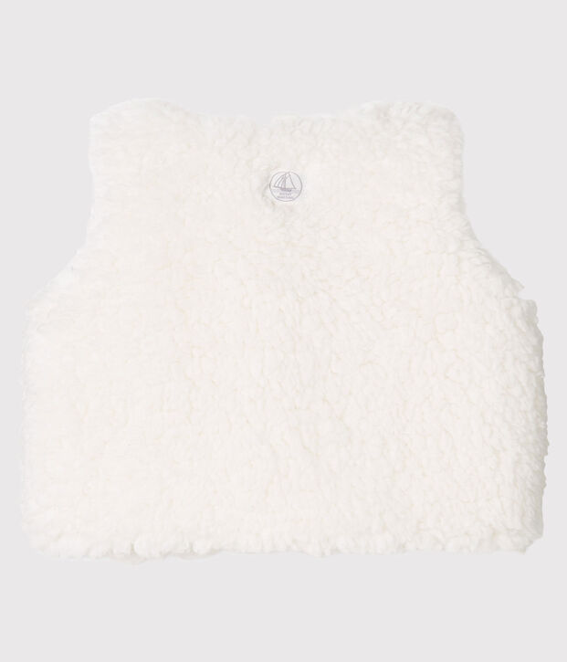 Gilet sans manches b&eacute;b&eacute; fille en sherpa blanc