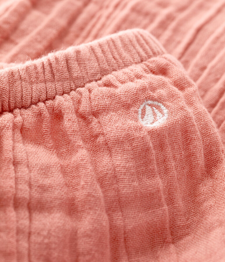Pantalon en gaze de coton bio b&eacute;b&eacute; rose PAPAYE