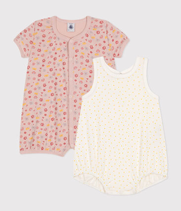 Lot de 2 combinaison courte en coton bébé