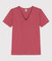 Tee-shirt L'ICONIQUE col V en coton Femme rose PAPI