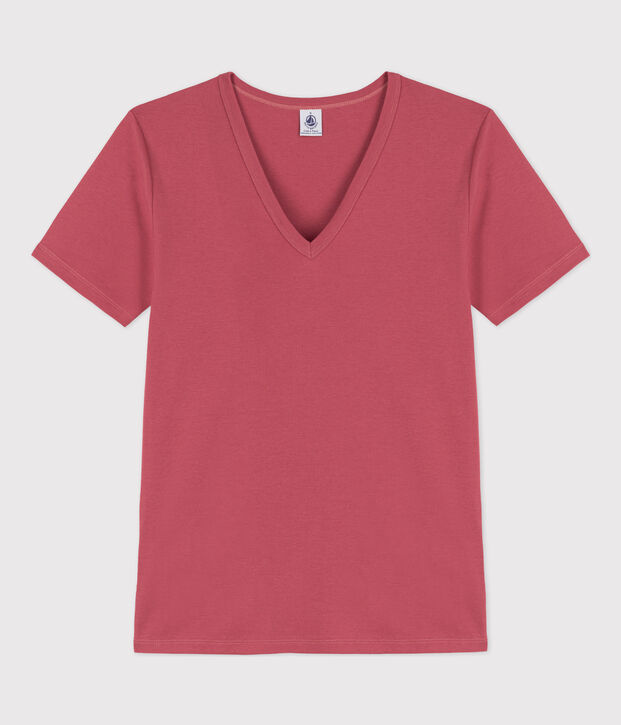Tee-shirt L'ICONIQUE col V en coton Femme rose