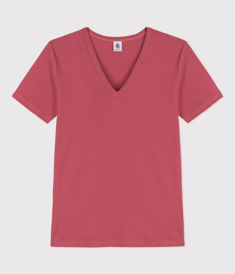 Tee-shirt L'ICONIQUE col V en coton Femme rose PAPI