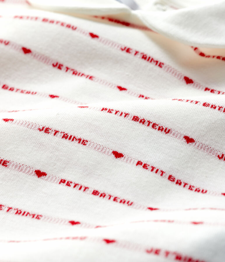 Dors-bien Petit Bateau Je T'aime b&eacute;b&eacute; fille en jacquard blanc MARSHMALLOW/rouge TERKUIT