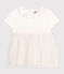 Robe bébé en coton et tulle manches courtes et colerette blanc MARSHMALLOW/rose COPPER