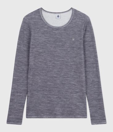 Tee-shirt femme en laine et coton manches longues à rayures