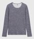 Tee-shirt femme en laine et coton manches longues à rayures