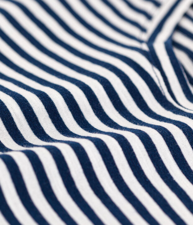 Tee-shirt LE DROIT col rond en coton Femme bleu/blanc