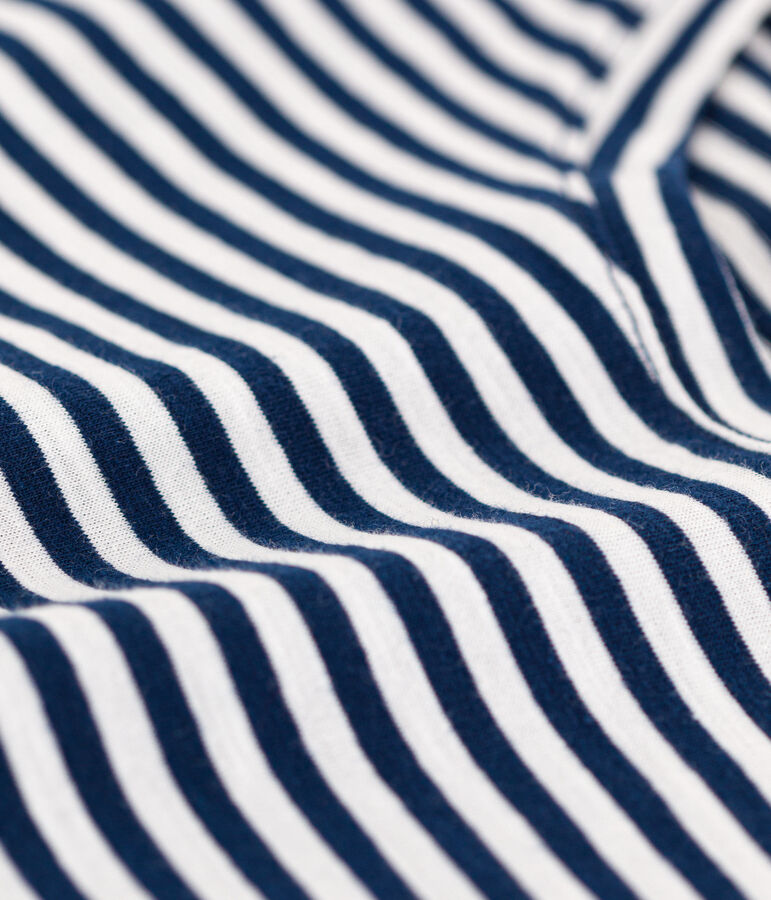 Tee-shirt LE DROIT col rond en coton Femme bleu MEDIEVAL/blanc MARSHMALLOW