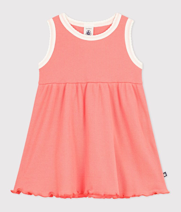 Robe b&eacute;b&eacute; en coton sans manches, unie rose