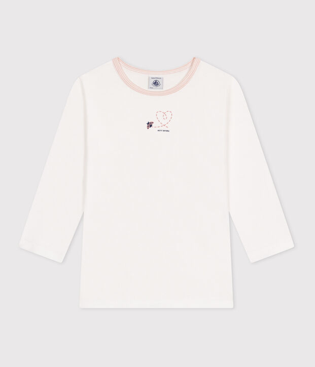 Lot de 2 tee-shirts enfant en coton manches longues blanc/multicouleur