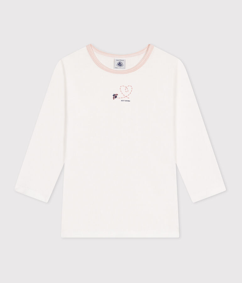 Lot de 2 tee-shirts enfant en coton manches longues blanc/multicouleur