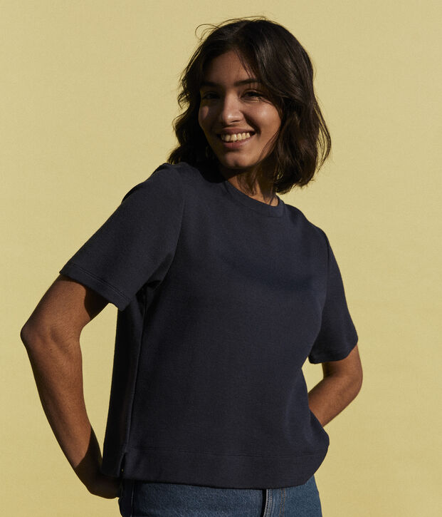 Tee-shirt LE BOXY en coton Femme bleu marine