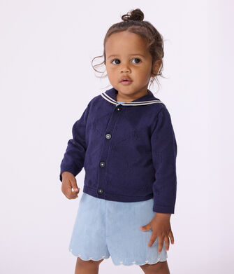 Cardigan b&eacute;b&eacute; &agrave; col marin en coton ajour&eacute;