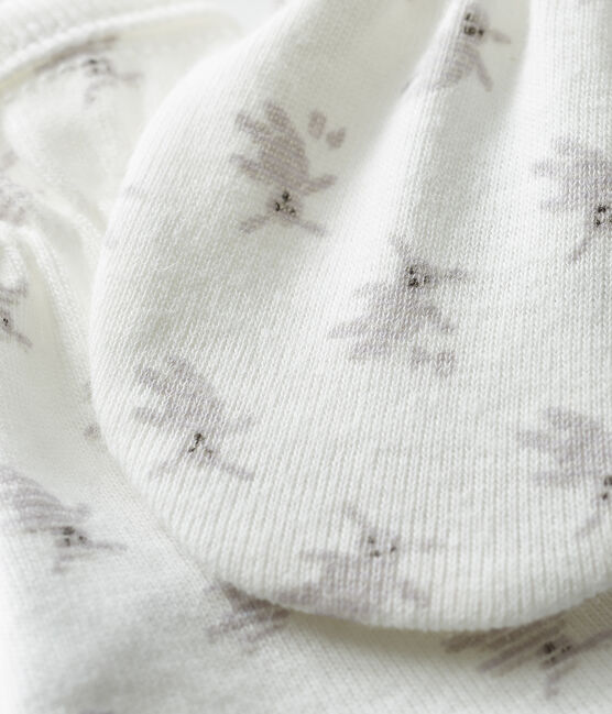 Moufles anti-griffures bébé en côte blanc MARSHMALLOW/blanc MULTICO
