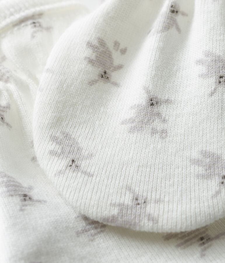 Moufles anti-griffures b&eacute;b&eacute; en c&ocirc;te blanc MARSHMALLOW/blanc MULTICO