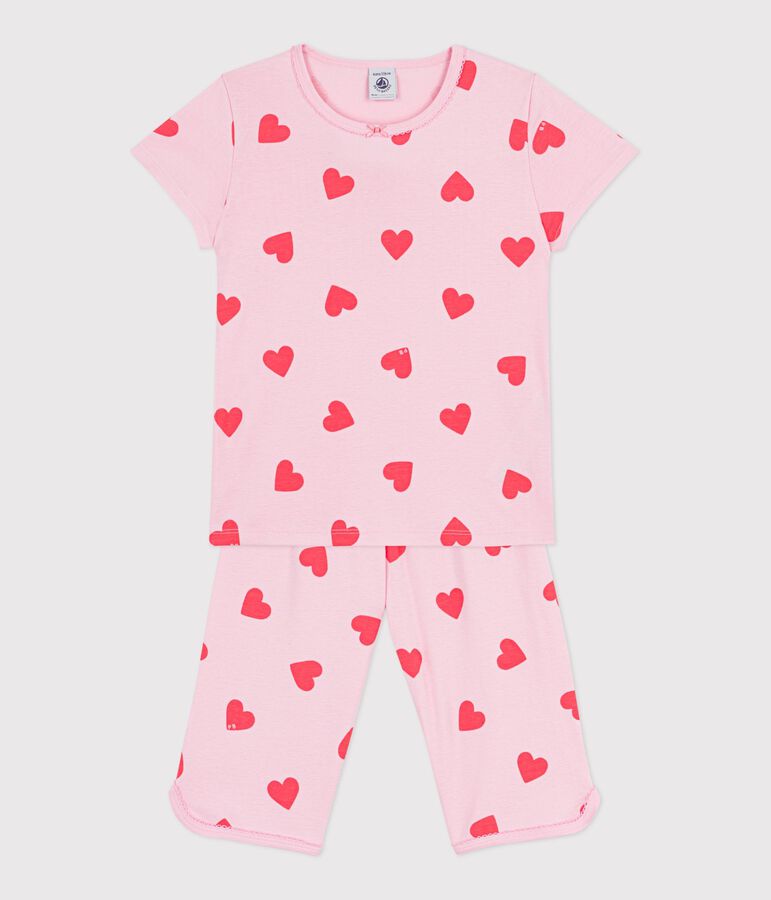 Pyjama capri enfant en coton imprim&eacute; c&oelig;urs MARQUISE/ PEACHY
